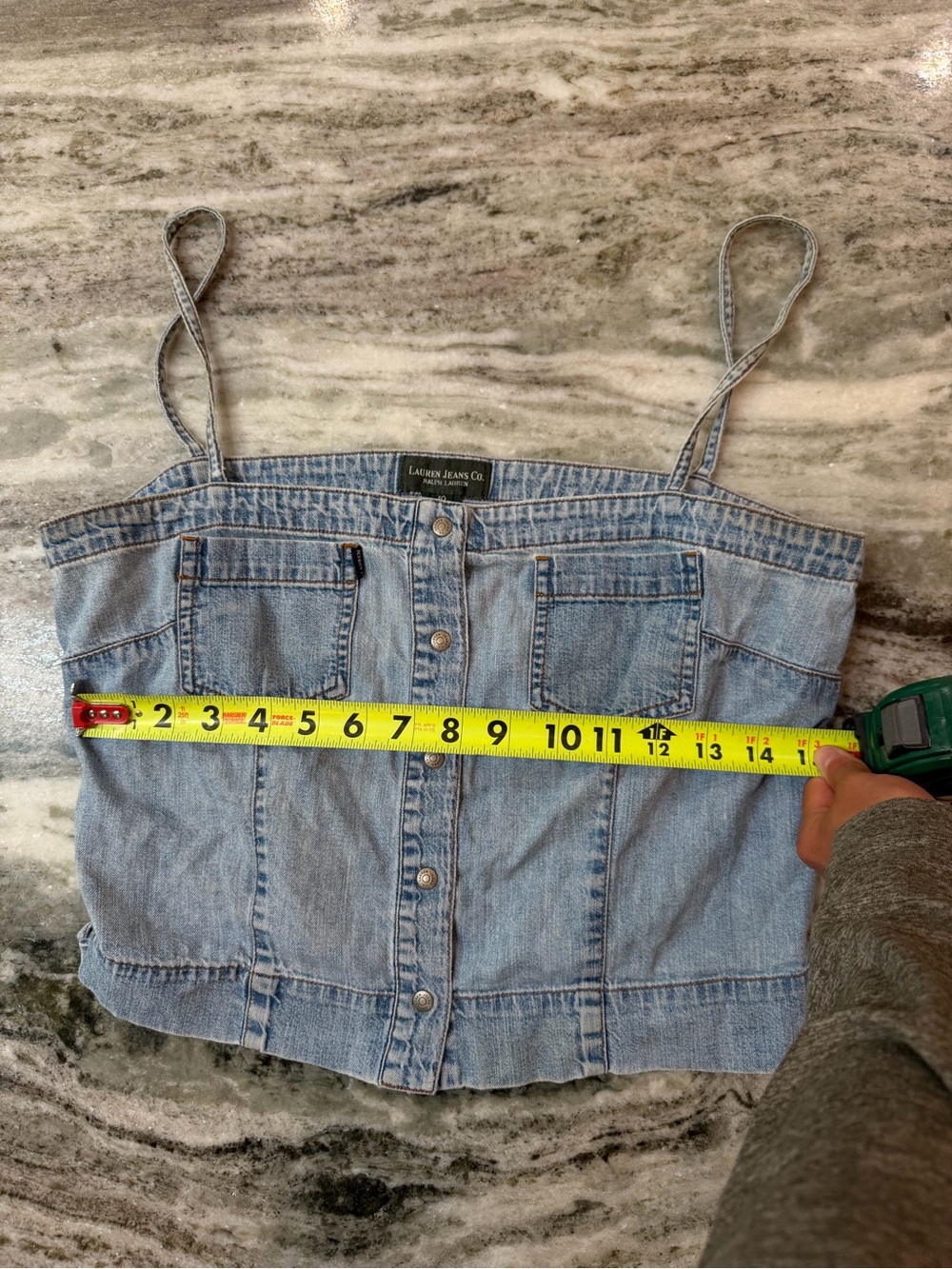 Vintage Lauren Ralph Lauren Blue Denim Button-Front Cami Top - Picture 6 of 7